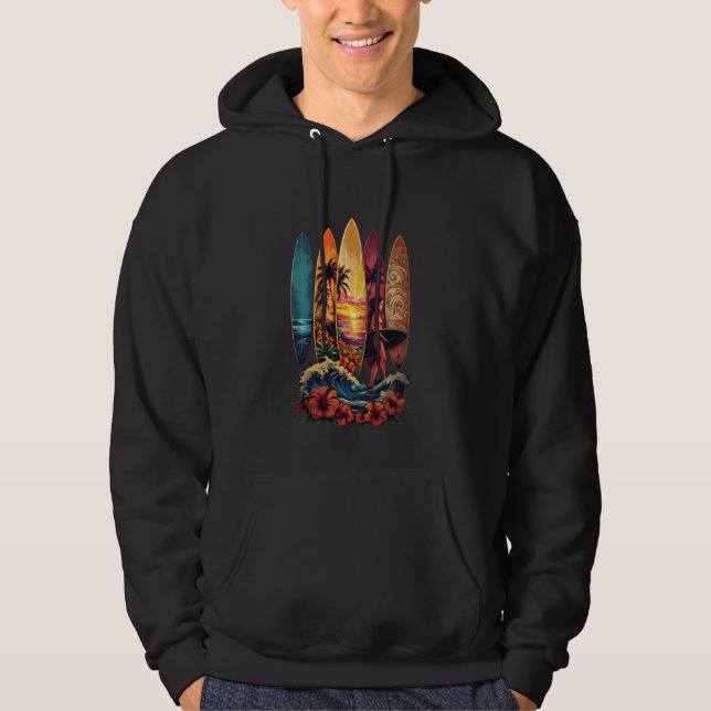 Veste À Capuche Surfboard Lover Beach Surfboarder Hawaii Wave Surf (Devant)