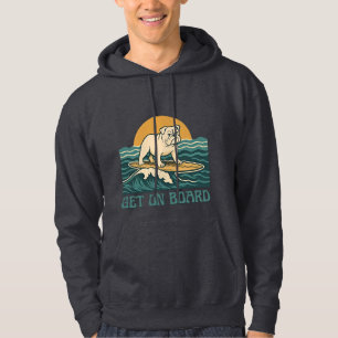 Veste À Capuche Surfeur Chien Rétro Bulldog Graphique Monte à Bord
