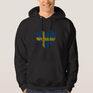 Veste À Capuche Sverige Swedish Roots Suède Drapeau Coeur Suédois