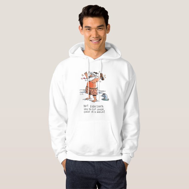 Veste À Capuche Sweat-shirt à capuche Drunk Santa blanc (Devant entier)