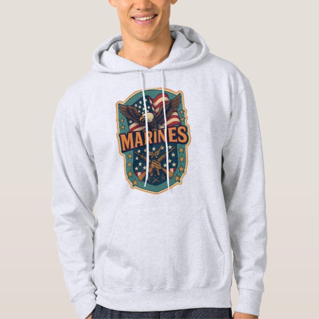 Veste À Capuche Sweat-shirt "Marines" sur aigle & drapeau (Devant)