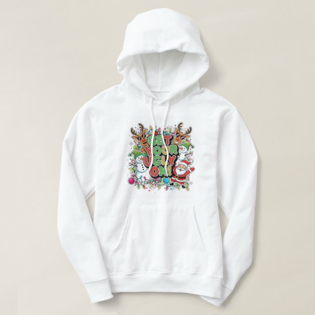 Veste À Capuche Sweatshirt à capuche de Noël laid (Design devant)
