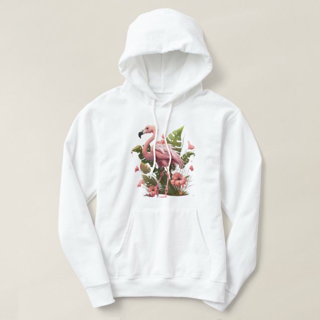 Veste À Capuche Sweatshirt à capuche Flamant Rose (Design devant)