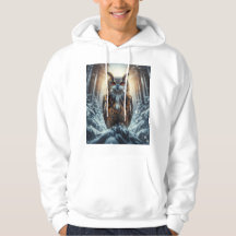 Sweatshirt à capuche licorne dans une forêt enneig