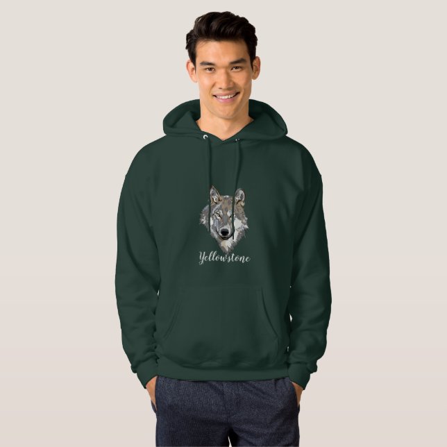 Veste À Capuche Sweatshirt à capuche masculin Yellowstone Wolf (Devant entier)