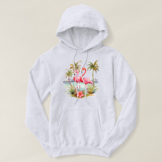 Veste À Capuche Sweatshirt à capuchon Flamant rose rose (Design devant)