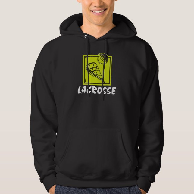 Veste À Capuche Sweatshirt à capuchon noir de lacrosse (Devant)