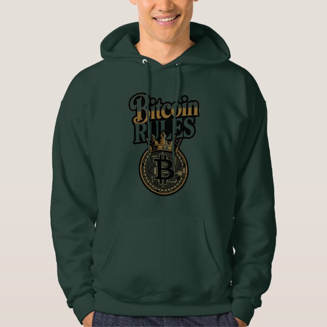 Veste À Capuche Sweatshirt Bitcoin Règne Couronné Roi Crypto (Devant)