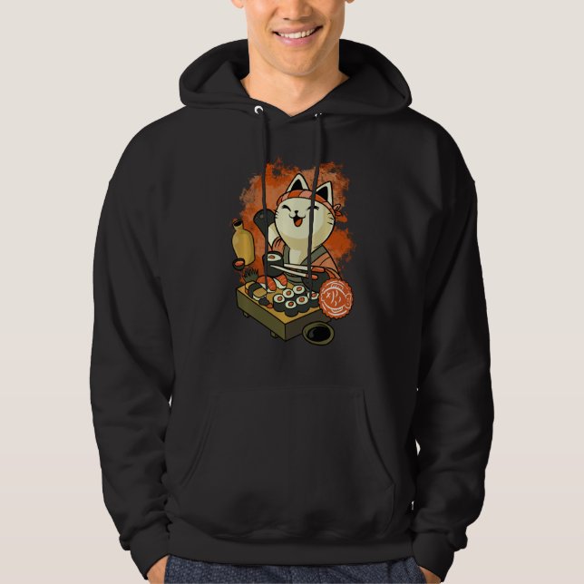 Veste À Capuche Sweatshirt de chat Sushi Master (Devant)