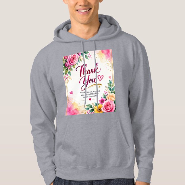 Veste À Capuche Sweatshirt Fleur "Merci" | Cadeau d'Appréciation (Devant)