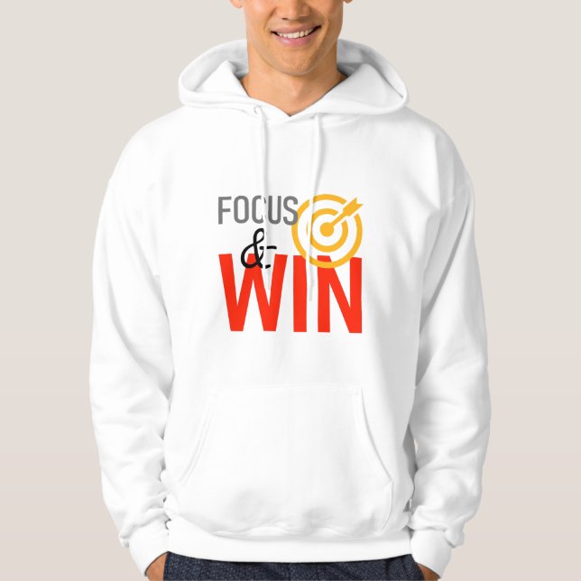 Veste À Capuche Sweatshirt Focus & Win – Mentalité de Réussite Mot (Devant)