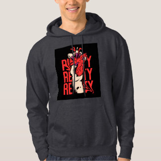 Veste À Capuche Sweatshrirt Noir Avec Design Coeur Et Main