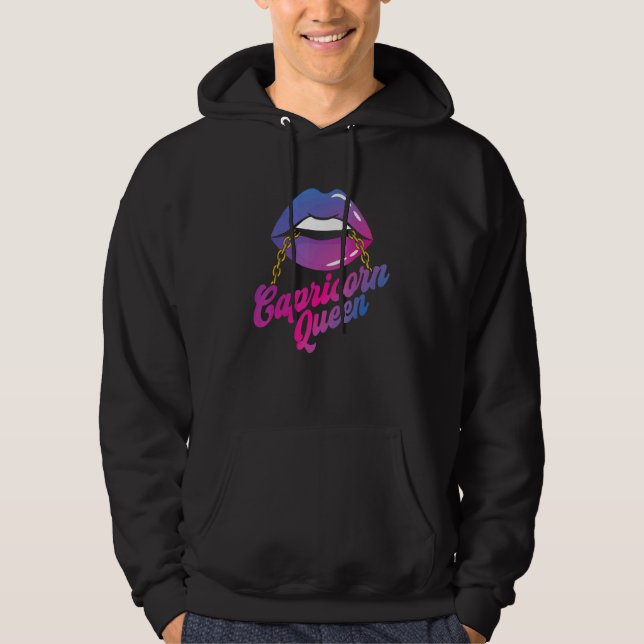 Veste À Capuche SYMBOLE CAPRICRAN Queen Zodiac Astrologie d'annive (Devant)