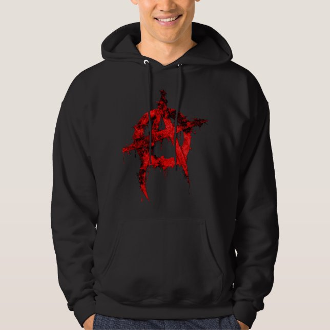 Veste À Capuche Symbole d'anarchie graffiti rouge (Devant)