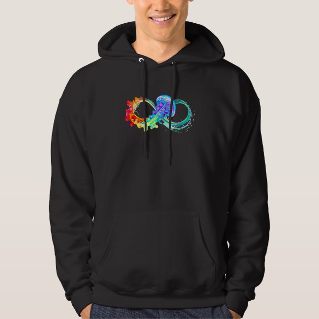 Veste À Capuche Symbole de la neurodiversité Rainbow Infinity Auti (Devant)