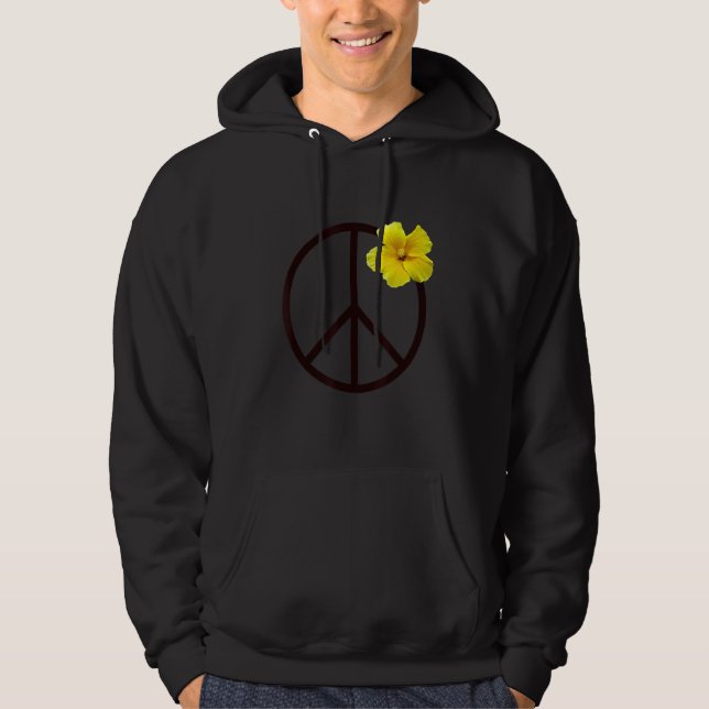 Veste À Capuche SYMBOLE DE LA PAIX Fleur d'Hibiscus Jaune (Devant)