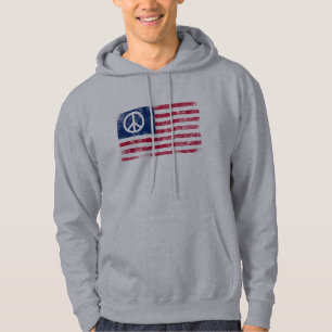Veste À Capuche Symbole de paix et drapeau américains en détresse