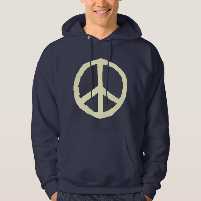 Veste À Capuche Symbole de paix rude - Crème sur foncé (Devant)