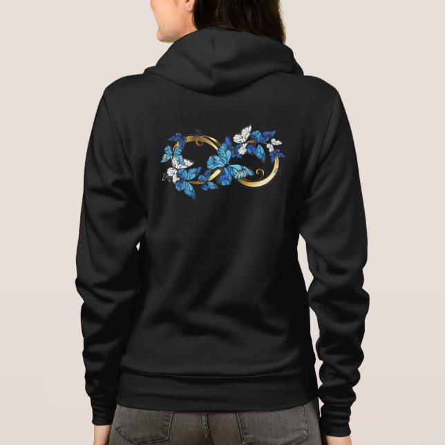 Veste À Capuche Symbole infini de papillons Morpho bleus (Dos)