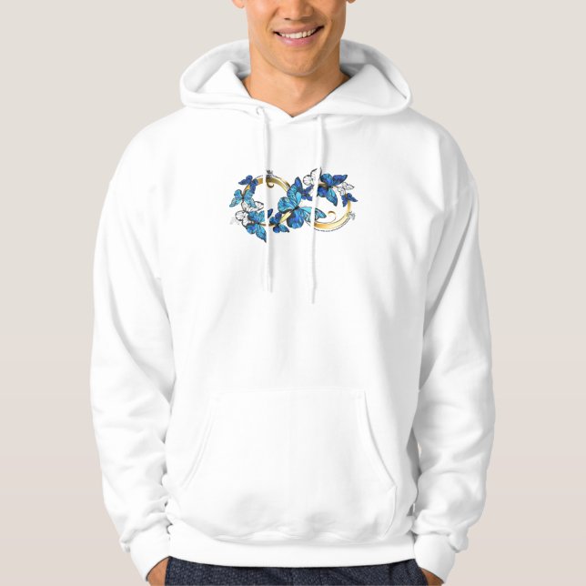 Veste À Capuche Symbole infini de papillons Morpho bleus (Devant)