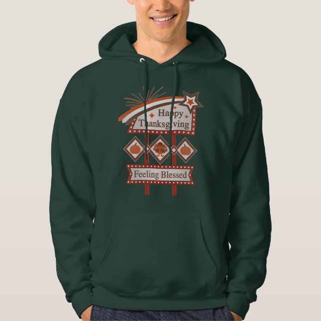 Veste À Capuche Symbole rétro du bon thanksgiving béni (Devant)