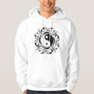 Veste À Capuche Symbole Yin & Yang Tatouage Noir et Blanc