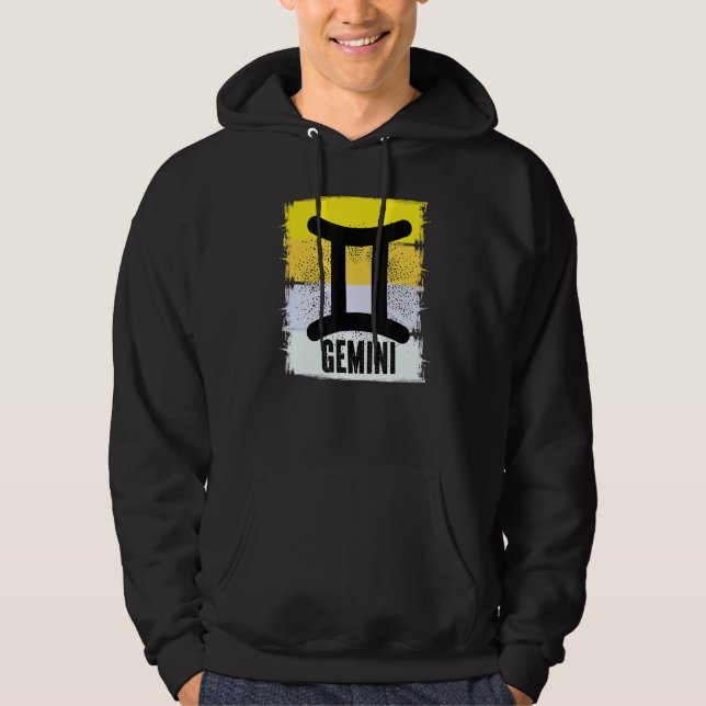 Veste À Capuche Symbole zodiaque rétro Gemini (Devant)