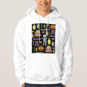 Veste À Capuche Symboles d'Halloween, thème vintage continu
