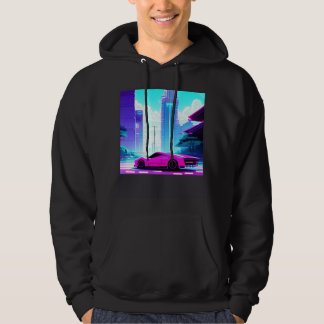 Veste À Capuche Synthwave voiture dérapage retrowave futuresynth s