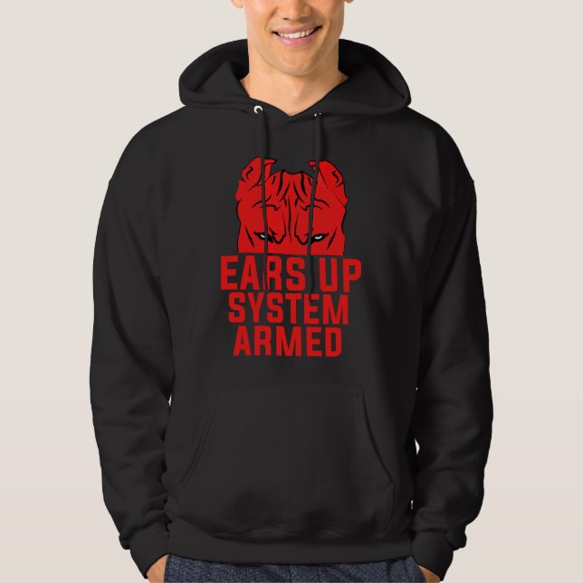 Veste À Capuche Système Ears Up Système Armé Drôle Pitbull Amoureu (Devant)