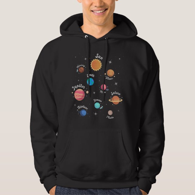 Veste À Capuche Système solaire des enfants Planètes Connaissance  (Devant)