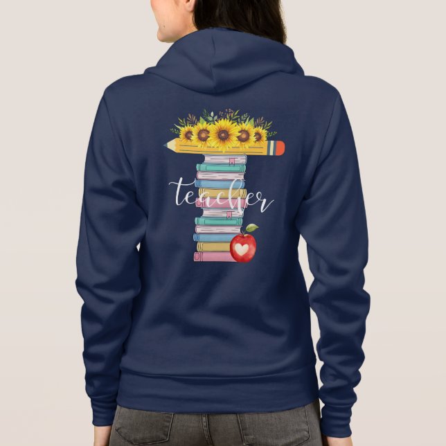 Veste À Capuche T est pour les crayons floraux pour enseignants pe (Dos)