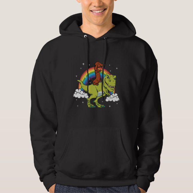 Veste À Capuche T Rex équitation Dachshund Chien Amp Présente (Devant)