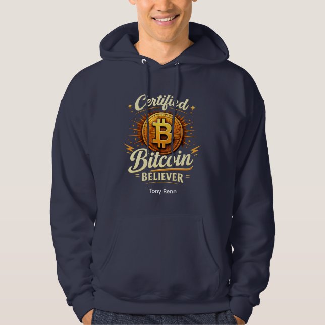 Veste À Capuche T-shirt à capuche Certified Bitcoin Believer – Nom (Devant)