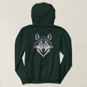 Veste À Capuche T-shirt à capuche graphique tête de loup solitaire