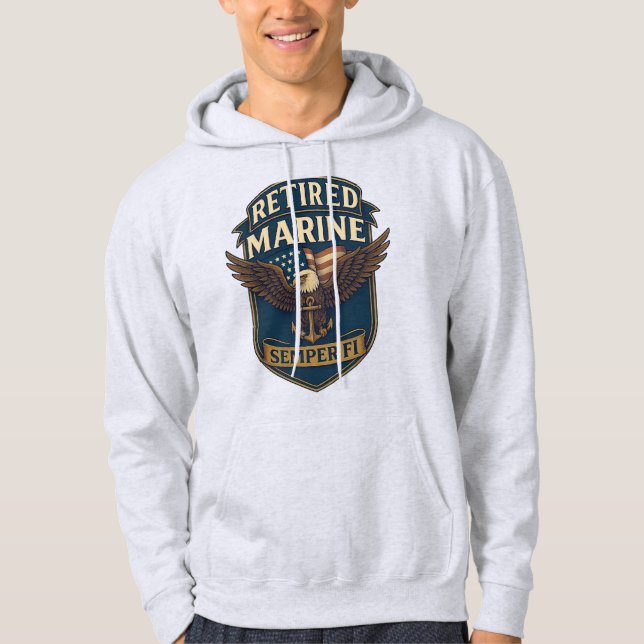 Veste À Capuche T-shirt à capuche Marine Semper Fi à la retraite s (Devant)