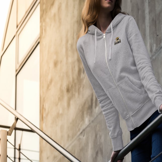 Veste À Capuche T-shirt "ACCUEIL" en pot d'abeille et de miel (Cartoon Bee and Honey Jar "HOME" T-Shirt Hoodie)