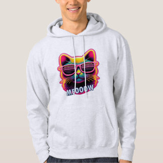 Veste À Capuche T-Shirt Chat Miaou avec lunettes de soleil