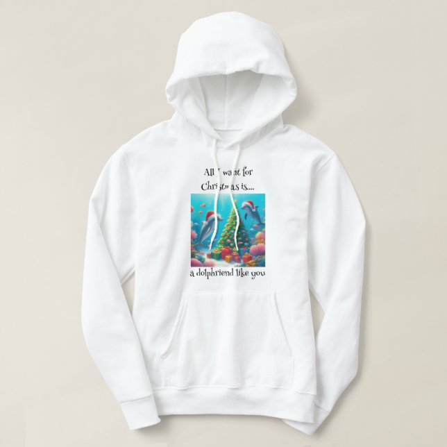 Veste À Capuche T-shirt dauphin de Noël (Design devant)
