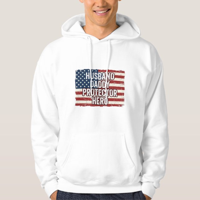 Veste À Capuche T-shirt drapeau de héros protecteur mari papa patr (Devant)