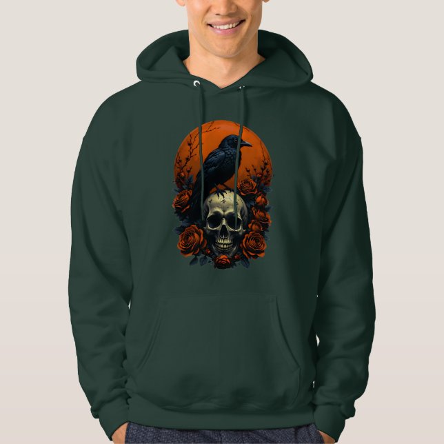 Veste À Capuche T-Shirt Graphique Dark Bloom Skull & Roses – Gothi (Devant)