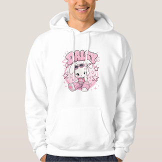 Veste À Capuche T-Shirt graphique pastel avec un lapin mignon dans