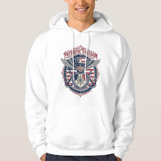 Veste À Capuche T-shirt graphique vectoriel prépa côtier patriotiq (Devant)