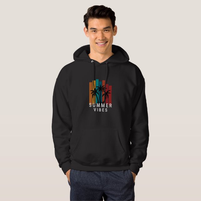 Veste À Capuche T-Shirt Homme Plage Coucher de Soleil Vibes d'Été  (Devant entier)