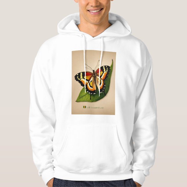 Veste À Capuche T-shirt inspiré de la nature avec papillons et fle (Devant)
