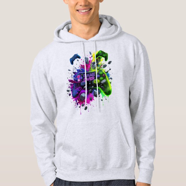 Veste À Capuche T-Shirt Manette 'GAME OVER' Vibrant (Devant)