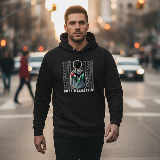 Veste À Capuche T-shirt noir PALESTINE GRATUIT pour homme (Créateur téléchargé)