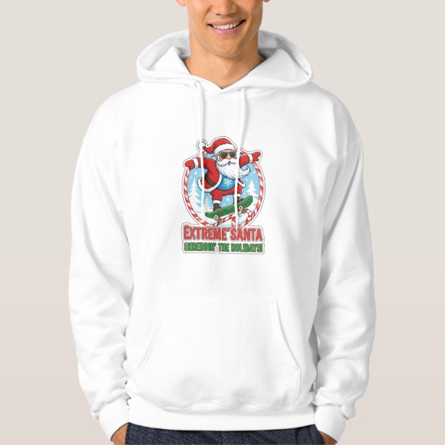 Veste À Capuche T-Shirt Santa sur un skateboard (Devant)