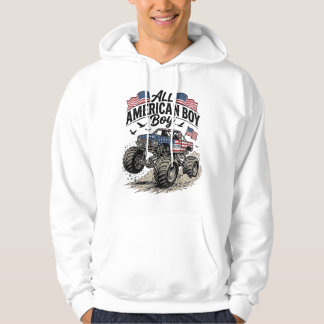 Veste À Capuche T-Shirt Tout Garçon Américain Camion Monstre Patri