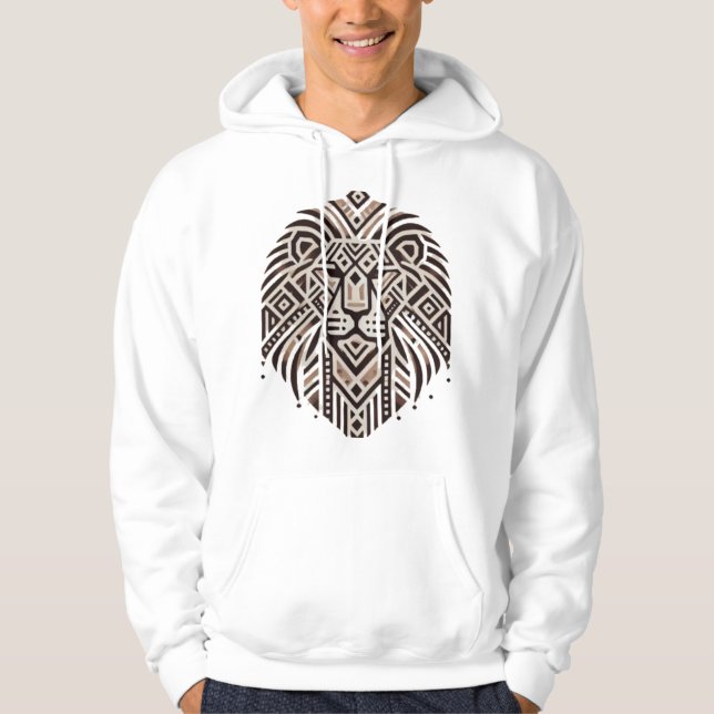 Veste À Capuche "T-shirt tribal géométrique Lion Art" (Devant)